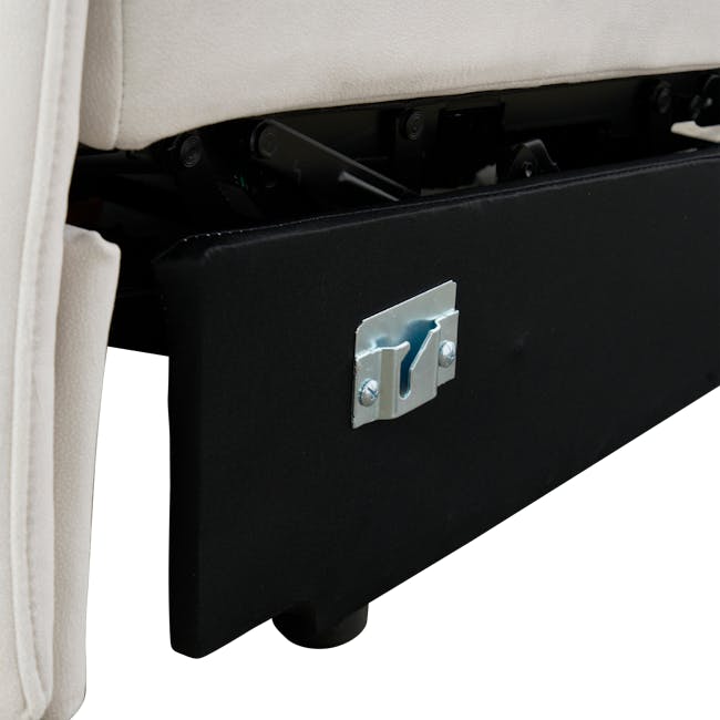 Harmony 2 Seater Power Recliner Sofa - Pearl River (Scratch Resistant) - Zero Wall - 17 - White fabric, black storage box