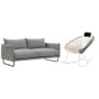 Frank 3 Seater Sofa in Slate with Acapulco Rocking Chair in Pink, White, Green Mix - 0
