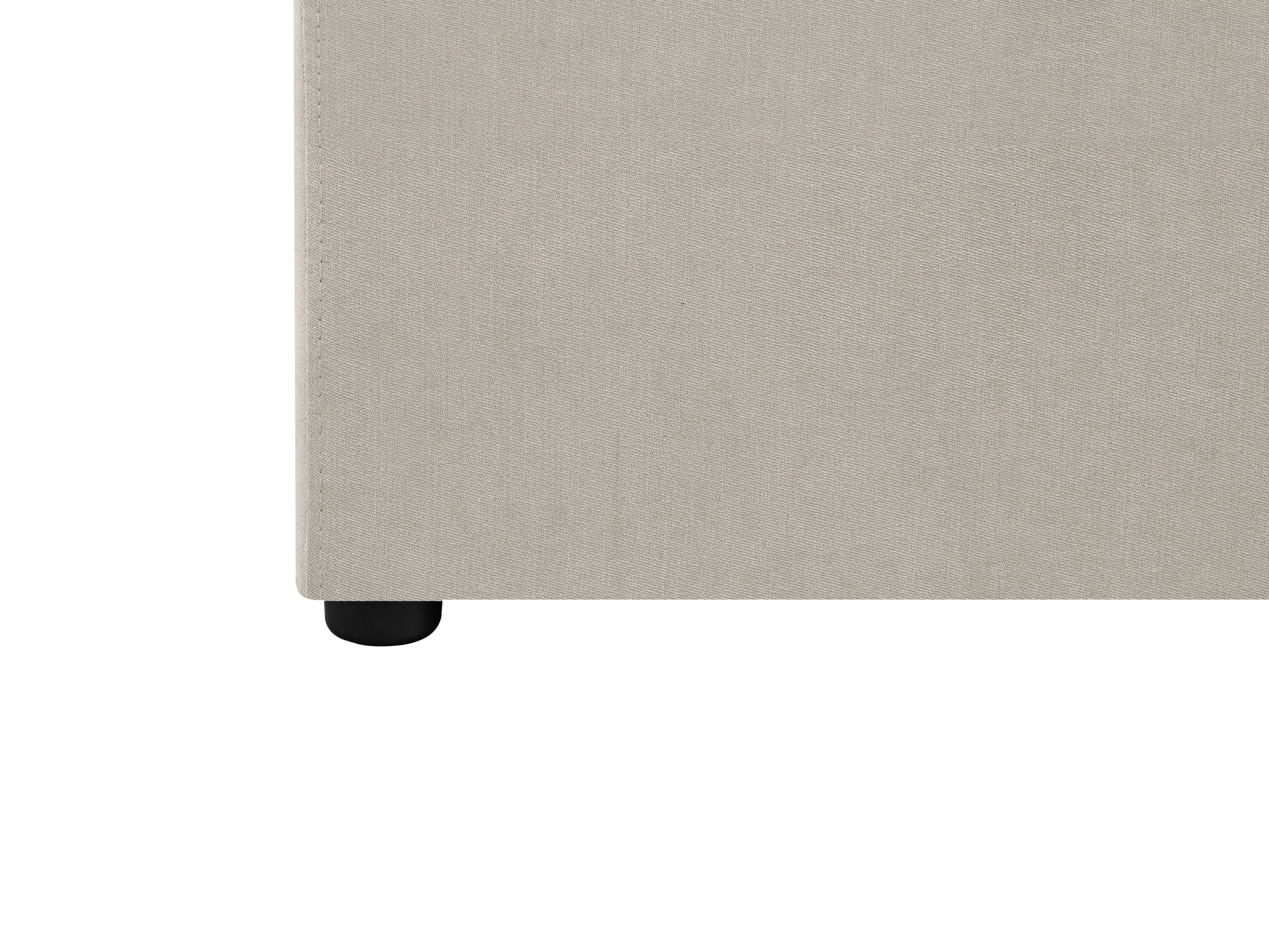 Nolan Queen Storage Bed in Oatmeal with 2 Asher Narrow Bedside Table - 12 - Cream-colored fabric texture, Fine, woven