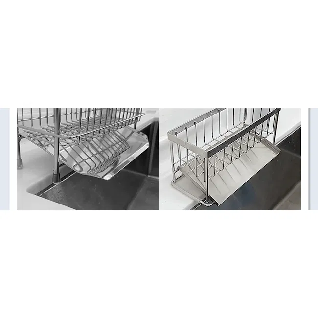 ESSENTIALS Sink Storage Sponge Rack Shelf with Hanger 30cm - Silver - 12