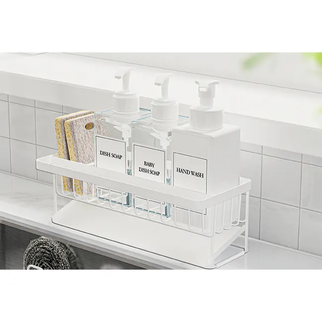 ESSENTIALS Sink Storage Sponge Rack Shelf with Hanger 30cm - Silver - 5