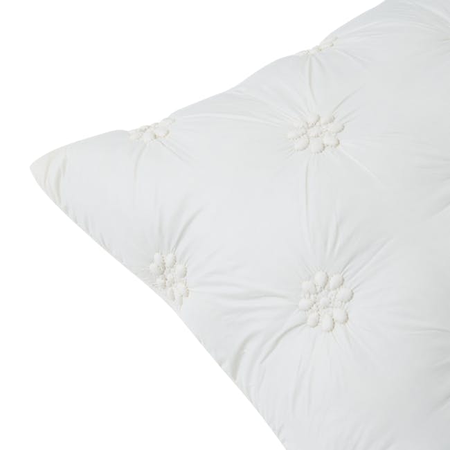 Fione Floral Tufted Cushion - Ivory - 6 - White, soft, luxurious, elegant, plush, decorative, textured, ornate, decorative