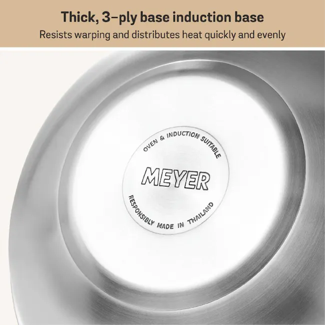 Meyer White Steel Stainless Steel 32cm Stirfry with Glass Lid and Helper Handle - 4