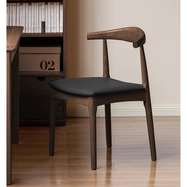 Wayn Chair - Walnut, Black (Faux Leather) - 5