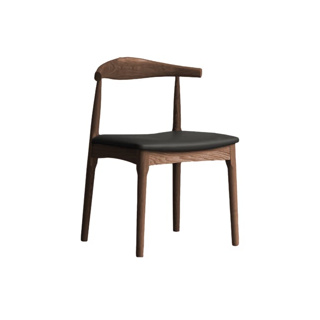 Wayn Chair - Walnut, Black (Faux Leather) - 1