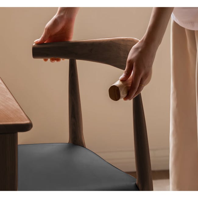 Wayn Chair - Walnut, Black (Faux Leather) - 4