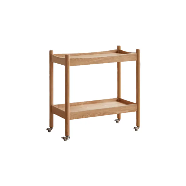 Hara Trolley Side Table 0.65m - Oak - 1 - Wooden shelf, minimalist design, geometric patterns, wooden frame, natural wood