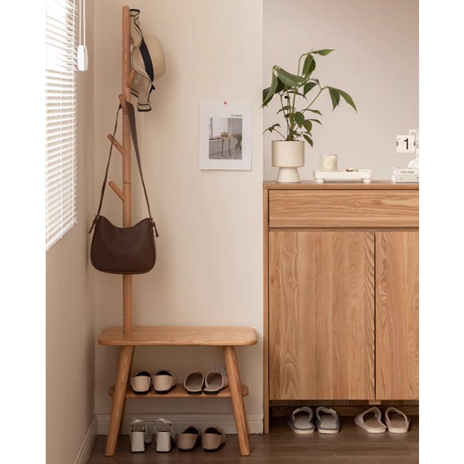 Ypson Clothes Rack with Bench - Oak - 3