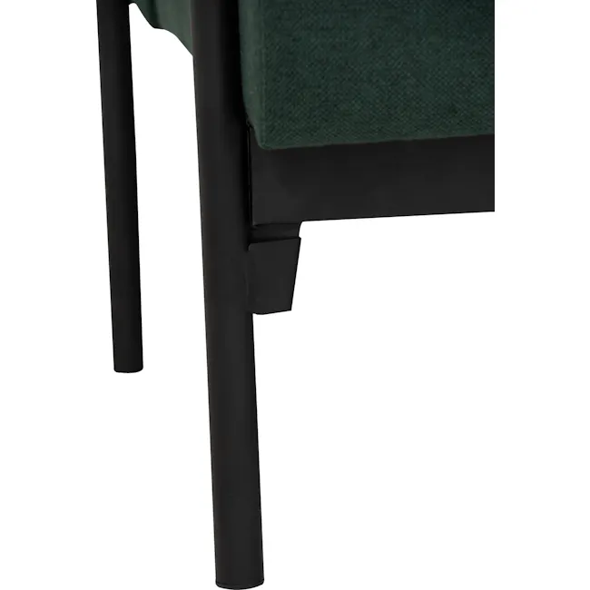 Daryl 3 Seater Sofa - Kale - 13 - Green upholstered chair, black metal legs, minimalist design, sturdy construction