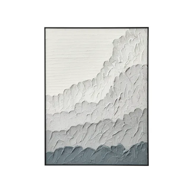 Layered Tranquility 3D Textured Painting 60 x 80 cm - 1 - White textured wall, abstract art, layered design, minimalist
