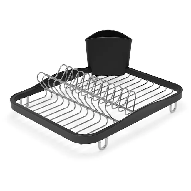 Sinkin Dish Rack - Smoke, Nickel - 7 - 3D kitchen utensil, modern kitchenware, stainless steel rack, black and silver