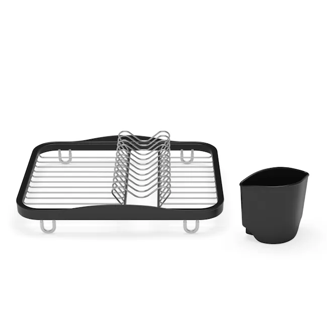 Sinkin Dish Rack - Smoke, Nickel - 5 - Rectangular grill with multiple heating coils, black and silver design, built-in