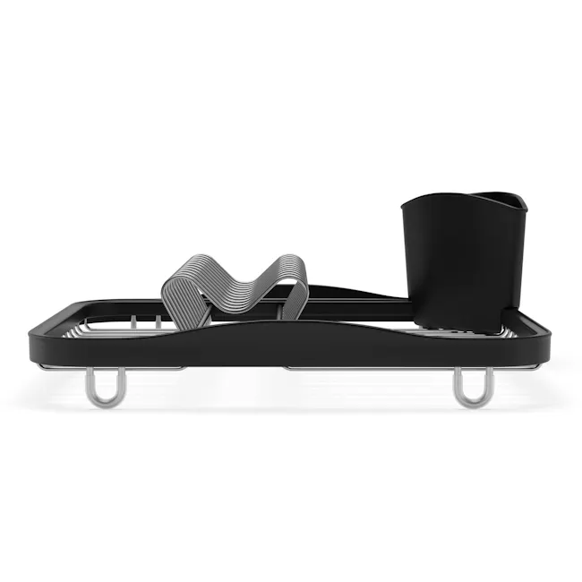 Sinkin Dish Rack - Smoke, Nickel - 6 - 3D rendering, sleek design, modern kitchen utensil, black and silver color scheme