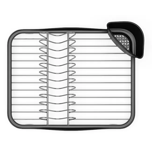 Sinkin Dish Rack - Smoke, Nickel - 8 - Stainless steel spiral grill with black handle, Elegant kitchen gadget with black