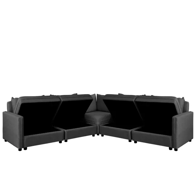 Cameron Corner Unit - Orion (Fabric) - 13 - Modern sectional sofa design, Sleek, contemporary seating arrangement, Black and