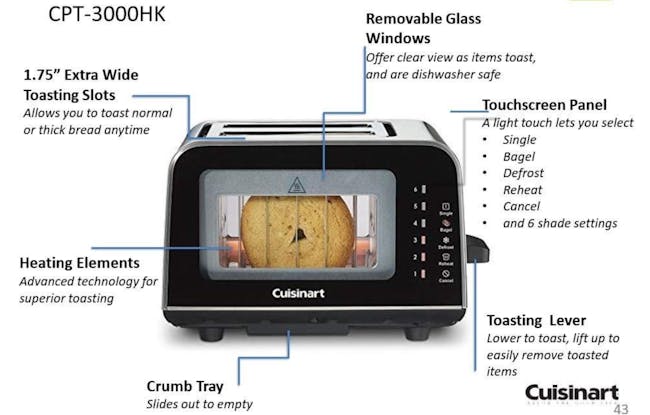 Cuisinart ViewPro 2 Glass 2 Slice Toaster - 4