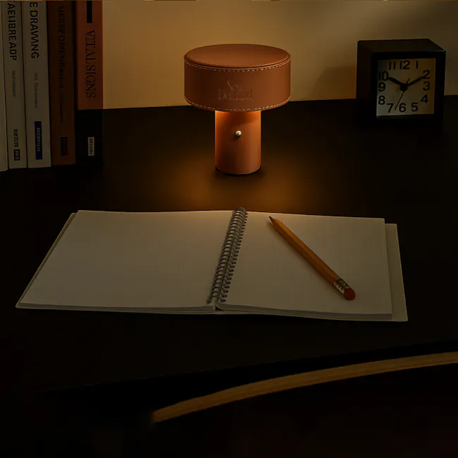 New Demand LED Table Lamp - Brown (Faux Leather) - 2