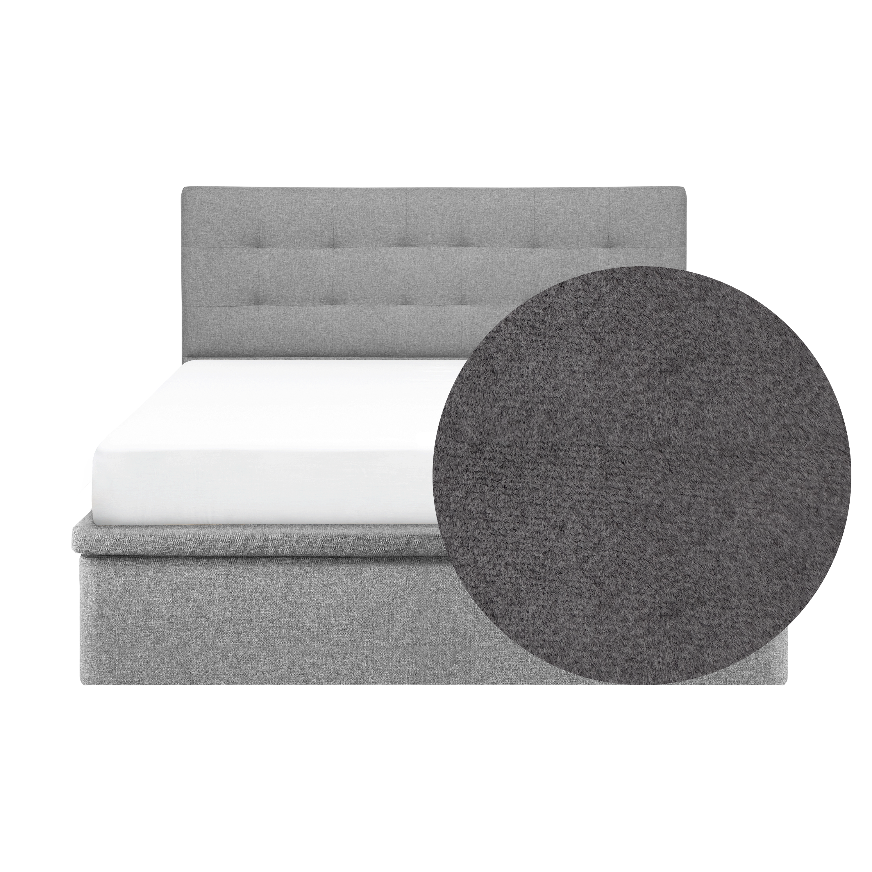ESSENTIALS Queen Headboard Storage Bed - Shadow Grey (Pet Friendly)