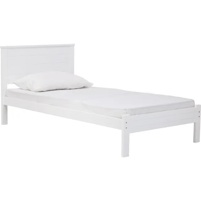 Barrett Single Trundle Bed - White - 5 - White bed frame, minimalist design, clean lines, simple structure, white bedding