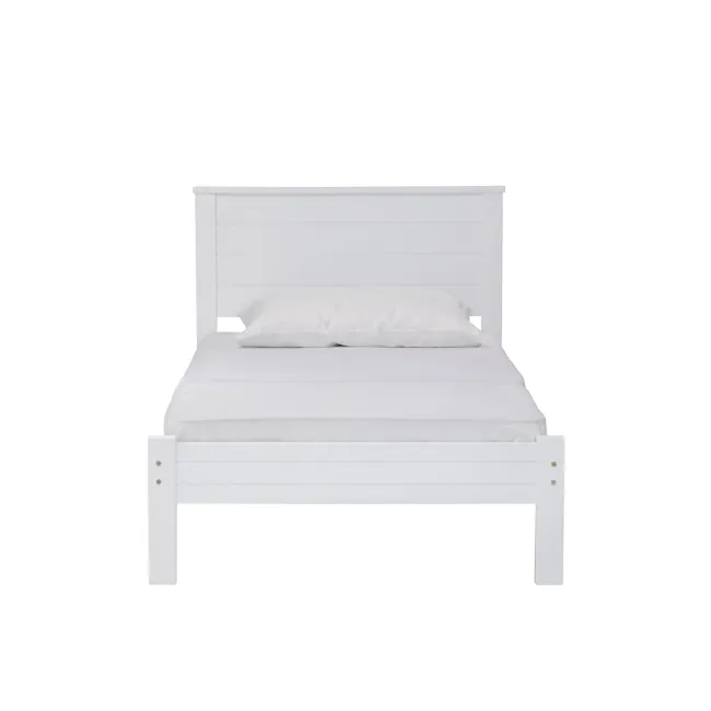 Barrett Single Bed - White - 1 - White bed frame, minimalist design, clean lines, modern aesthetic, simple yet elegant