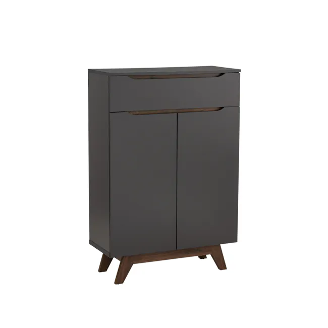 Miah Shoe Cabinet - Walnut, Grey - 6 - Dark gray, modern cabinet, sleek design, minimalist style, contemporary furniture