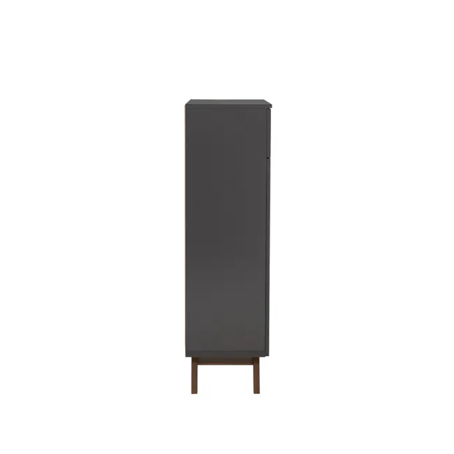 Miah Shoe Cabinet - Walnut, Grey - 12 - Black minimalist refrigerator, sleek design, modern kitchen appliance, tall