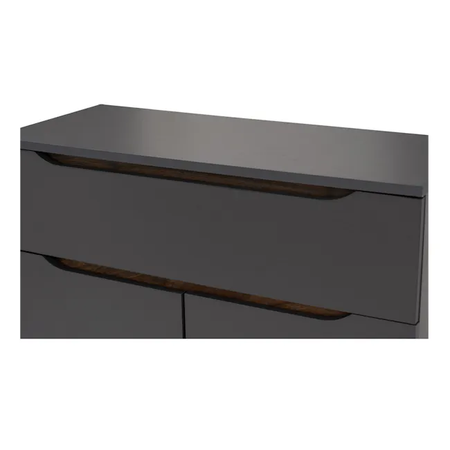 Miah Shoe Cabinet - Walnut, Grey - 13 - Dark gray, sleek, modern, minimalist, contemporary, sophisticated, elegant