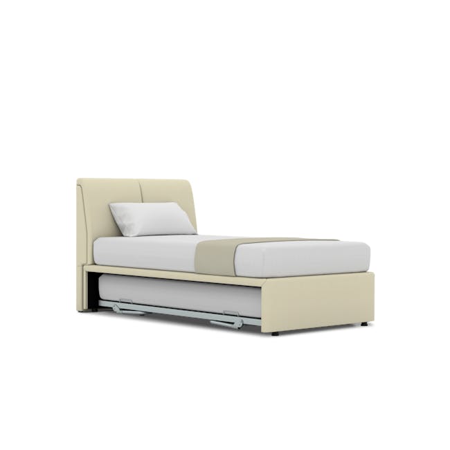 Excel Super Single Trundle Bed - Cream (Faux Leather) - 16