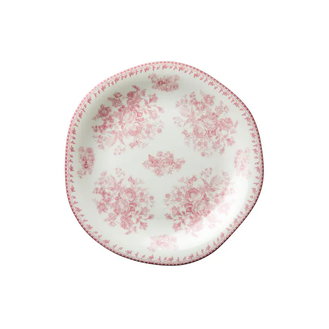 Luzerne Lancaster Garden Plate - Grey (3 Sizes) - 3 - Floral plate with intricate red patterns, oval shape, elegant design