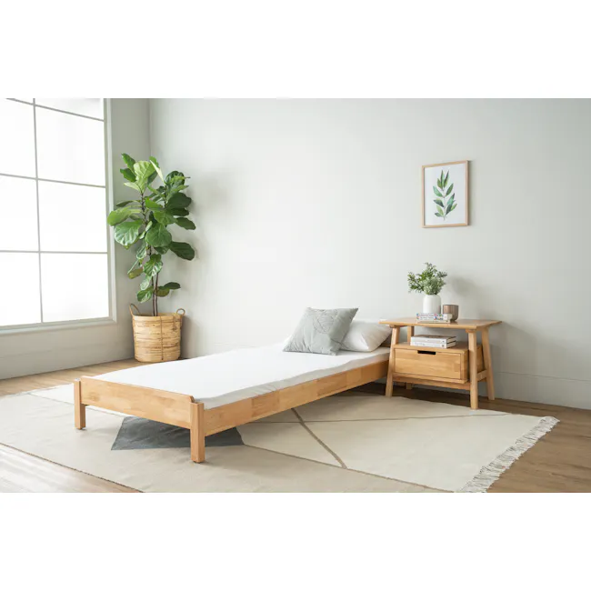 Hans Stackable Single Bed - Natural - 4 - Modern minimalist bedroom, natural light streaming in, large window with white