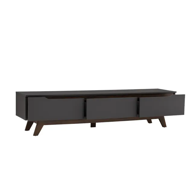Miah TV Console 1.8m - Walnut, Grey - 2 - modern console table, sleek black design, minimalist furniture, contemporary