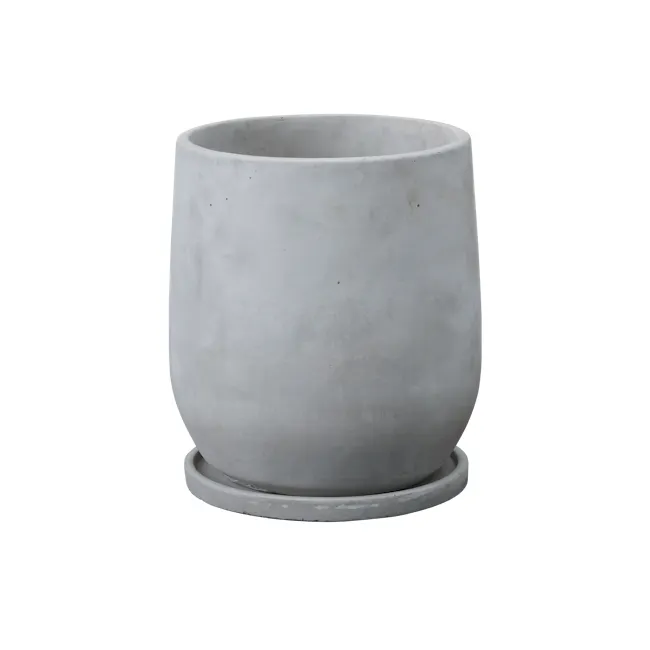Minji Concrete Planter with Saucer - Large - 1
