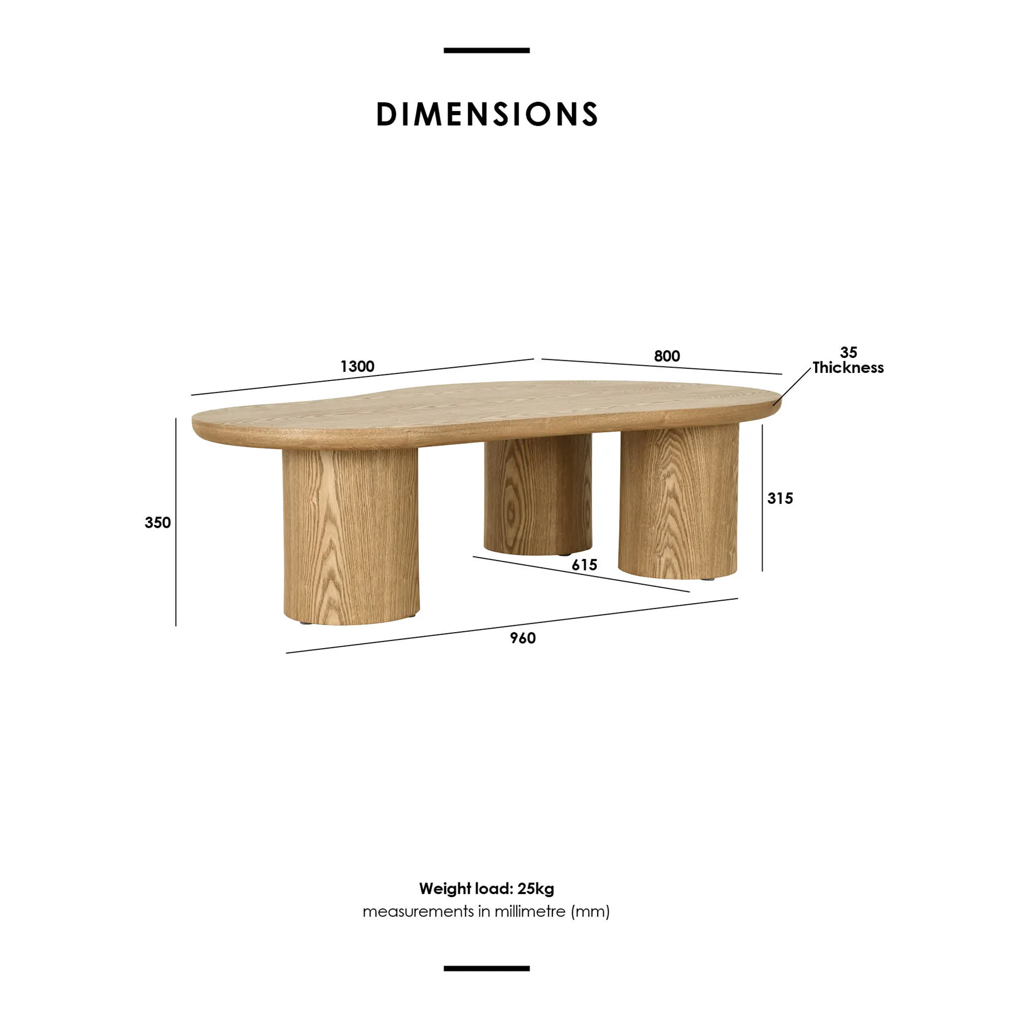 Specification details for Lyle Coffee Table - Black Ash