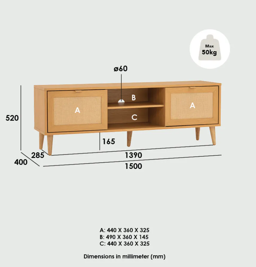 Dayne Rattan TV Console 1.5m - 13