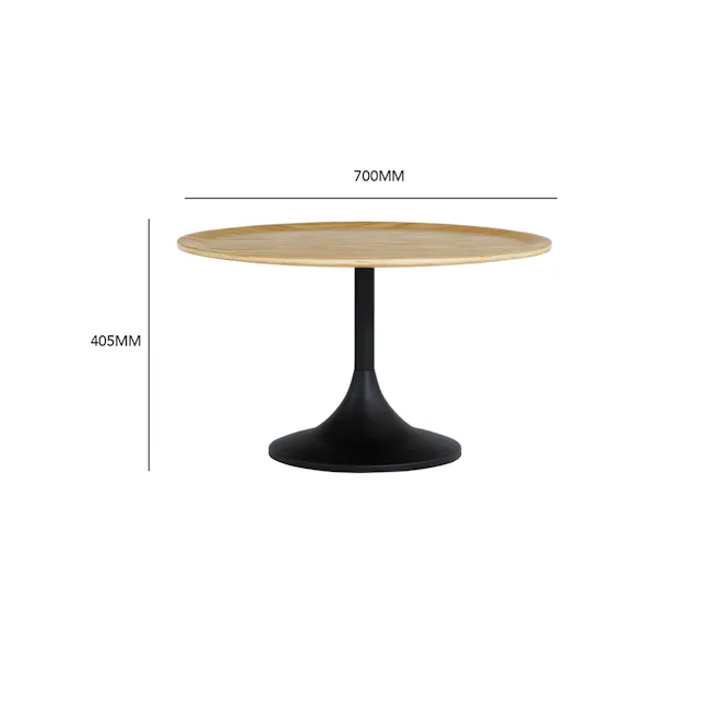 (As-is) Pablo Round Coffee Table - Walnut - 2 - 15 - Wooden round table, 700mm height, 405mm width, black base, minimalist