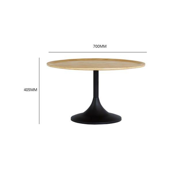 (As-is) Pablo Round Coffee Table - Walnut - 3 - 13 - Wooden round table, 700mm height, 405mm width, black base, minimalist