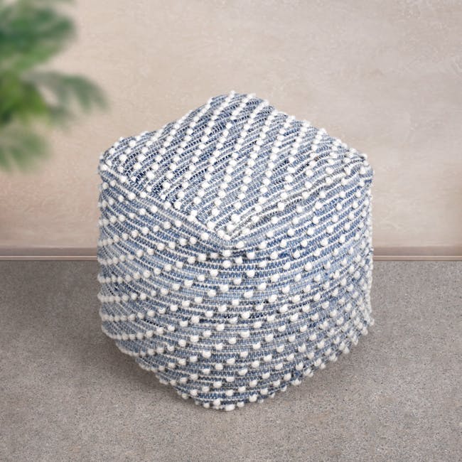 Woutan Denim Wool Pouf - 2
