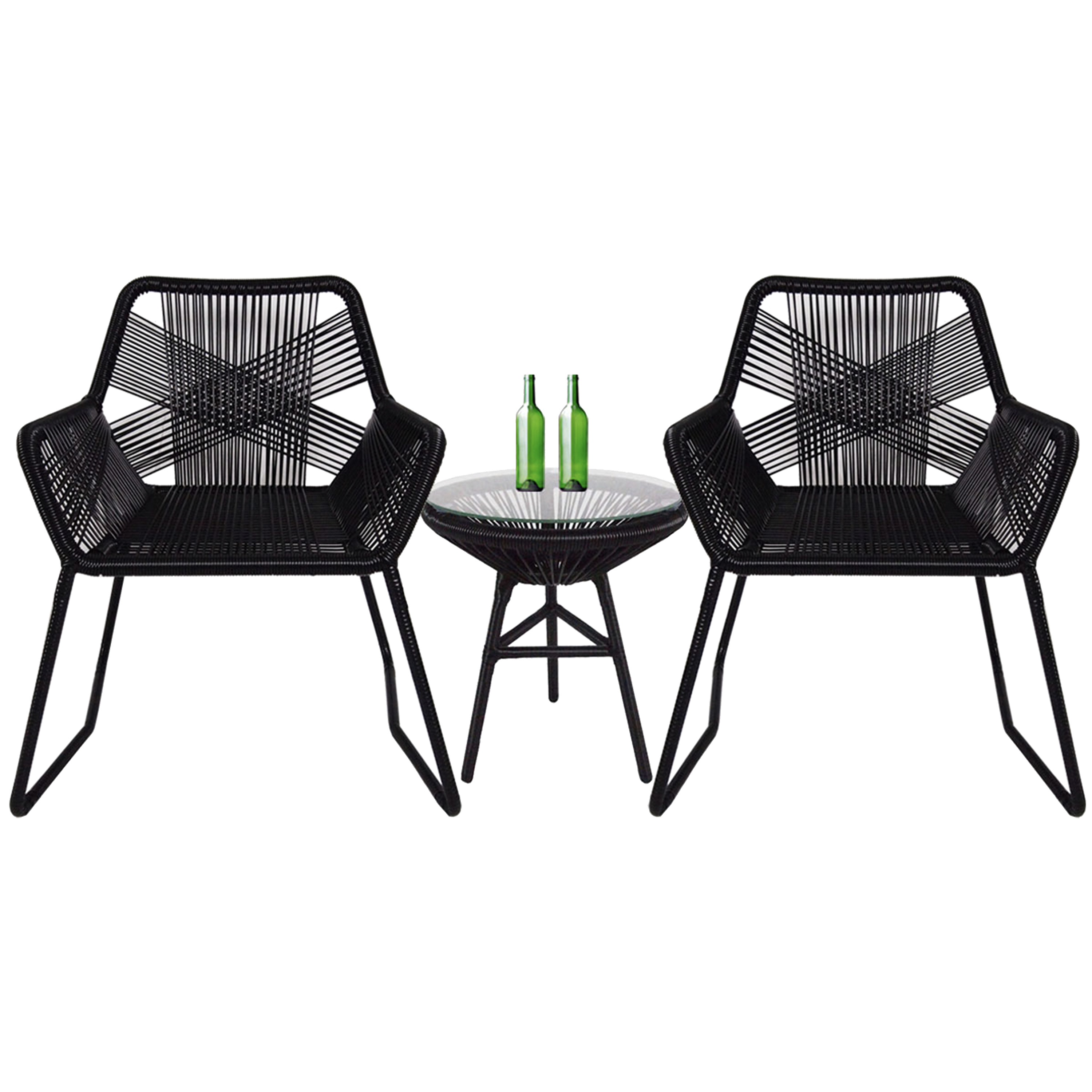 3 piece patio set black