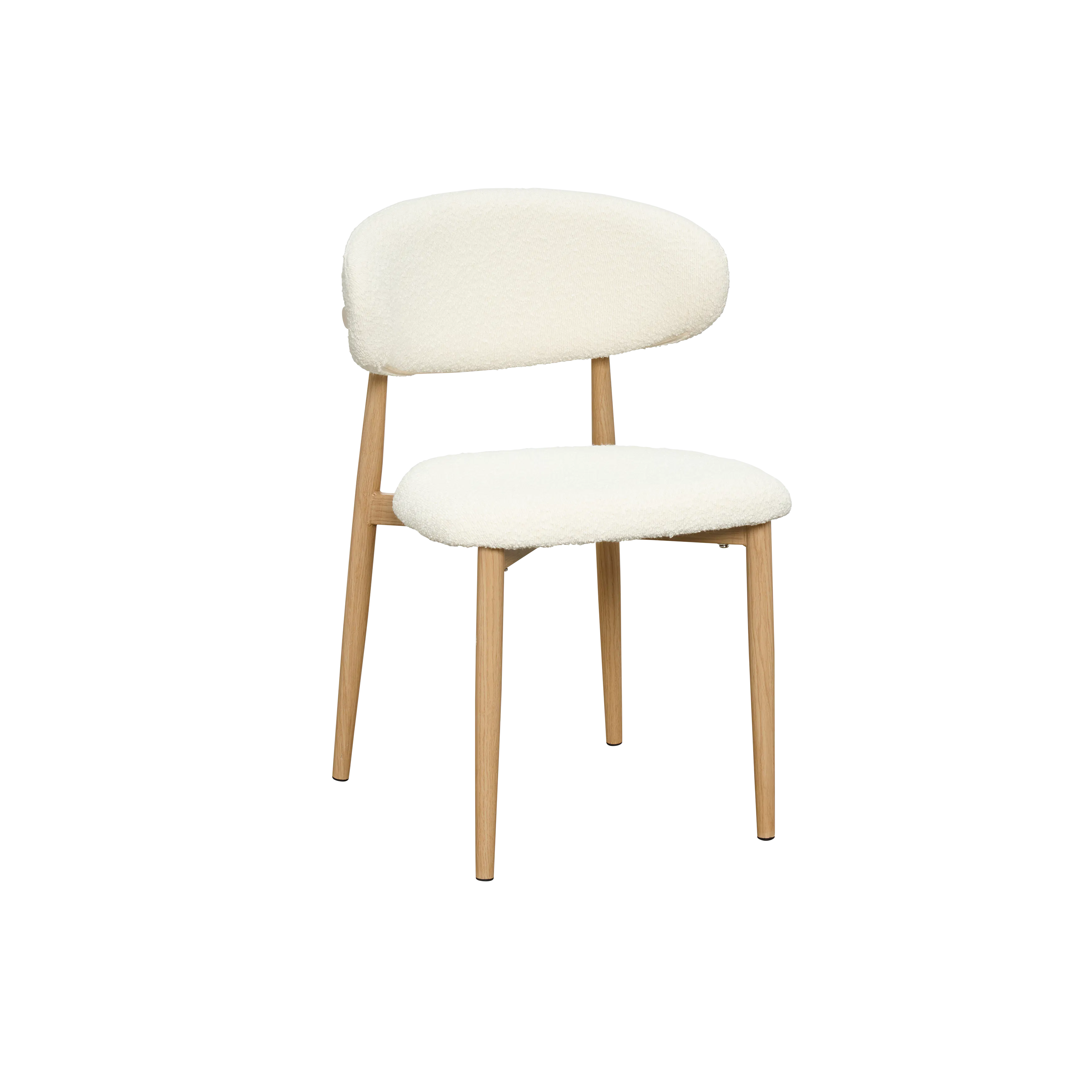 Folly Dining Chair - Oak, White Boucle