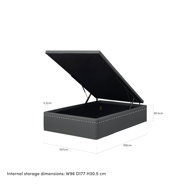 ESSENTIALS Super Single Storage Bed - Black (Faux Leather) - 5