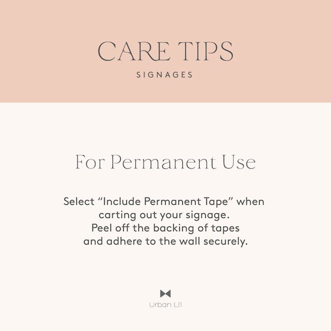 Urban Li'l Personalised Nursery Name Signage - 30cm (8 Colours) - 7 - Permanent signage care tips, Permanent tape selection