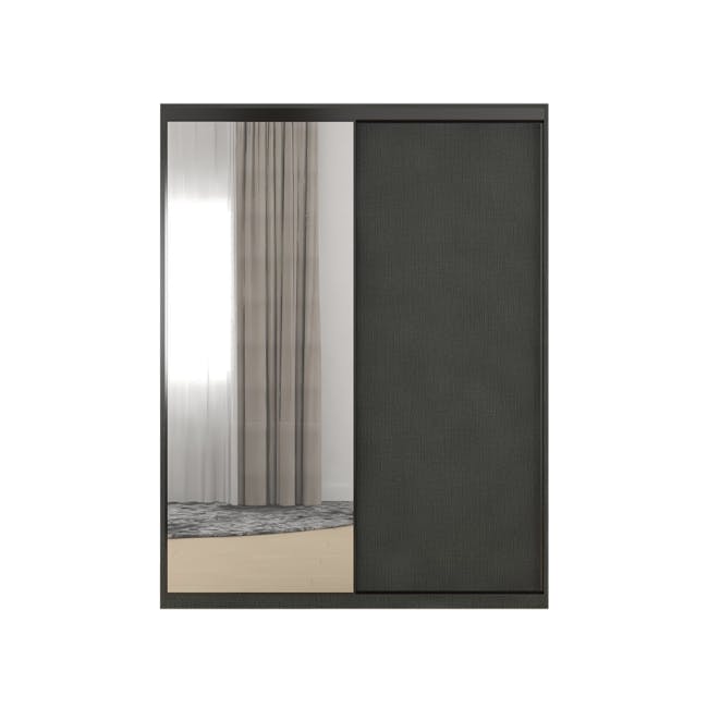 Lorren Sliding Door Wardrobe 2 with Mirror - Graphite Linen - 0
