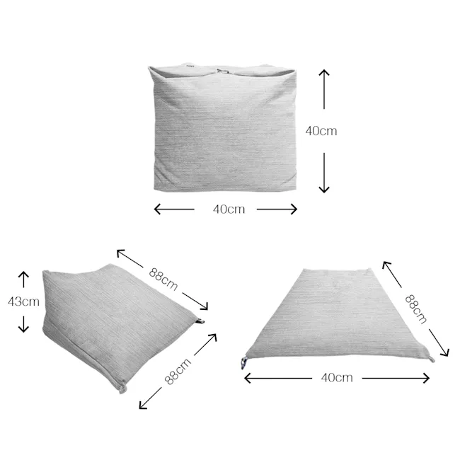 Magic 3-in-1 Bean Bag - Light Grey - 9 - pillow, pillowcase, dimensions, height, width, length, fabric, texture, design