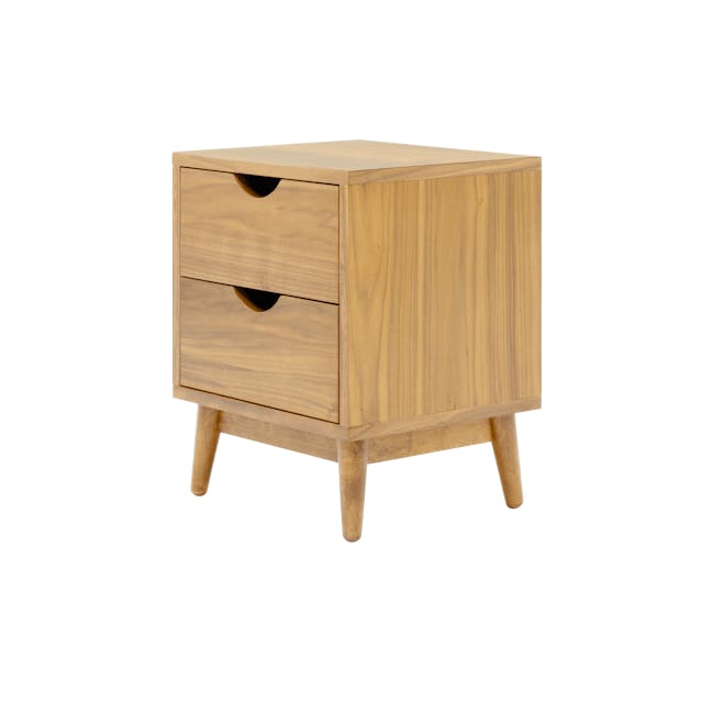 Zephyr 4 Drawer Queen Bed in Oak, Platinum Grey and 2 Kyoto Twin Drawer Bedside Tables in Oak - 13