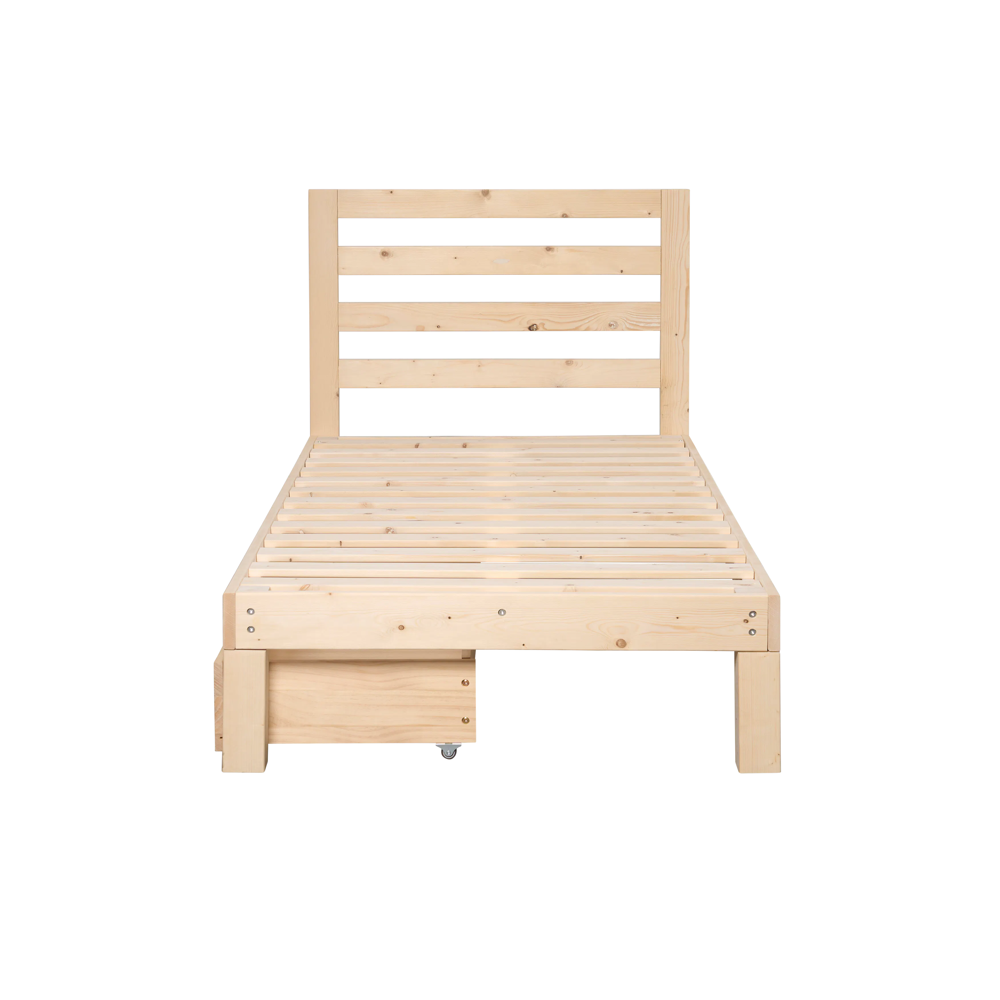Katana Single Wooden Headboard Bed with 2 Drawers - 12