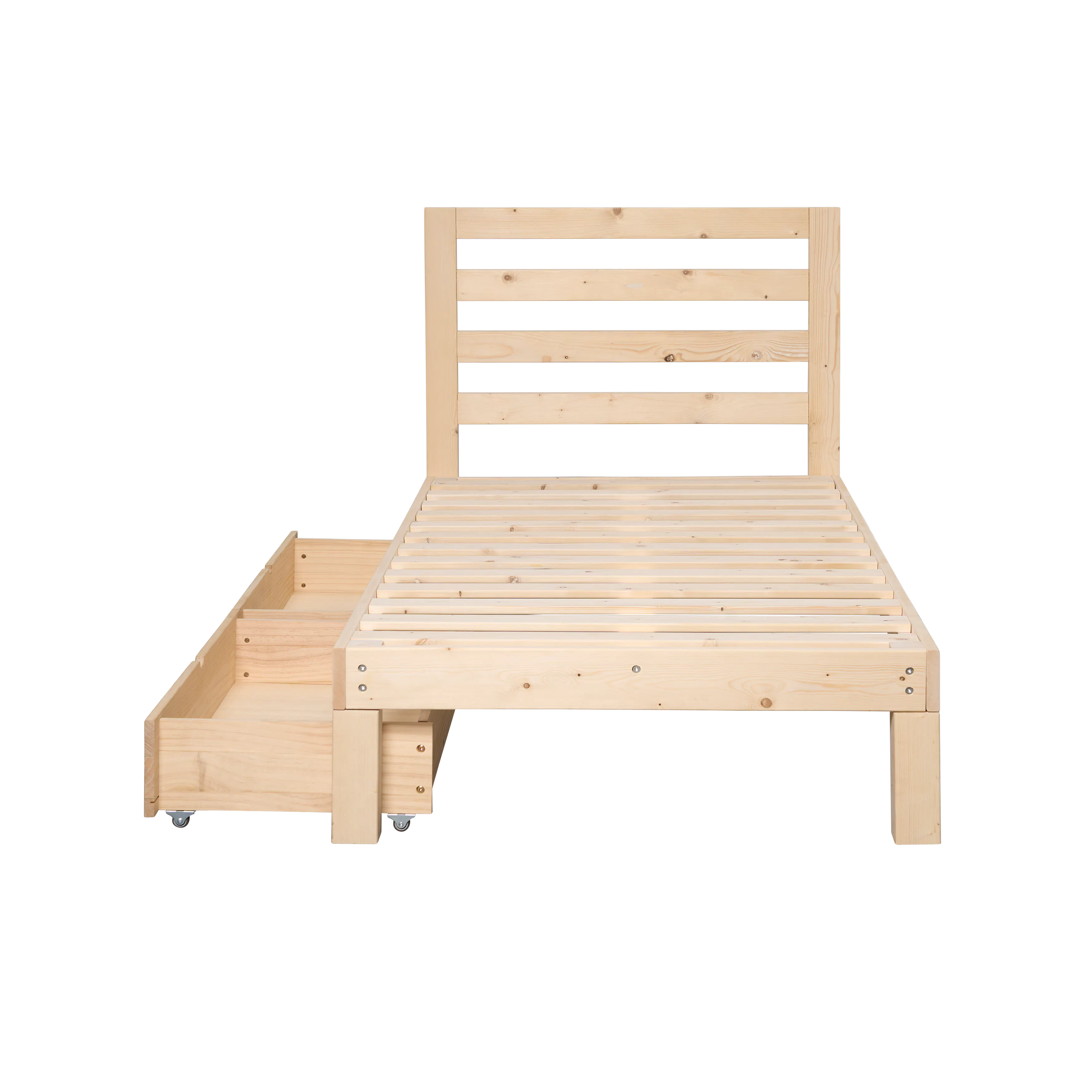 Katana Single Wooden Headboard Bed with 2 Drawers - 11