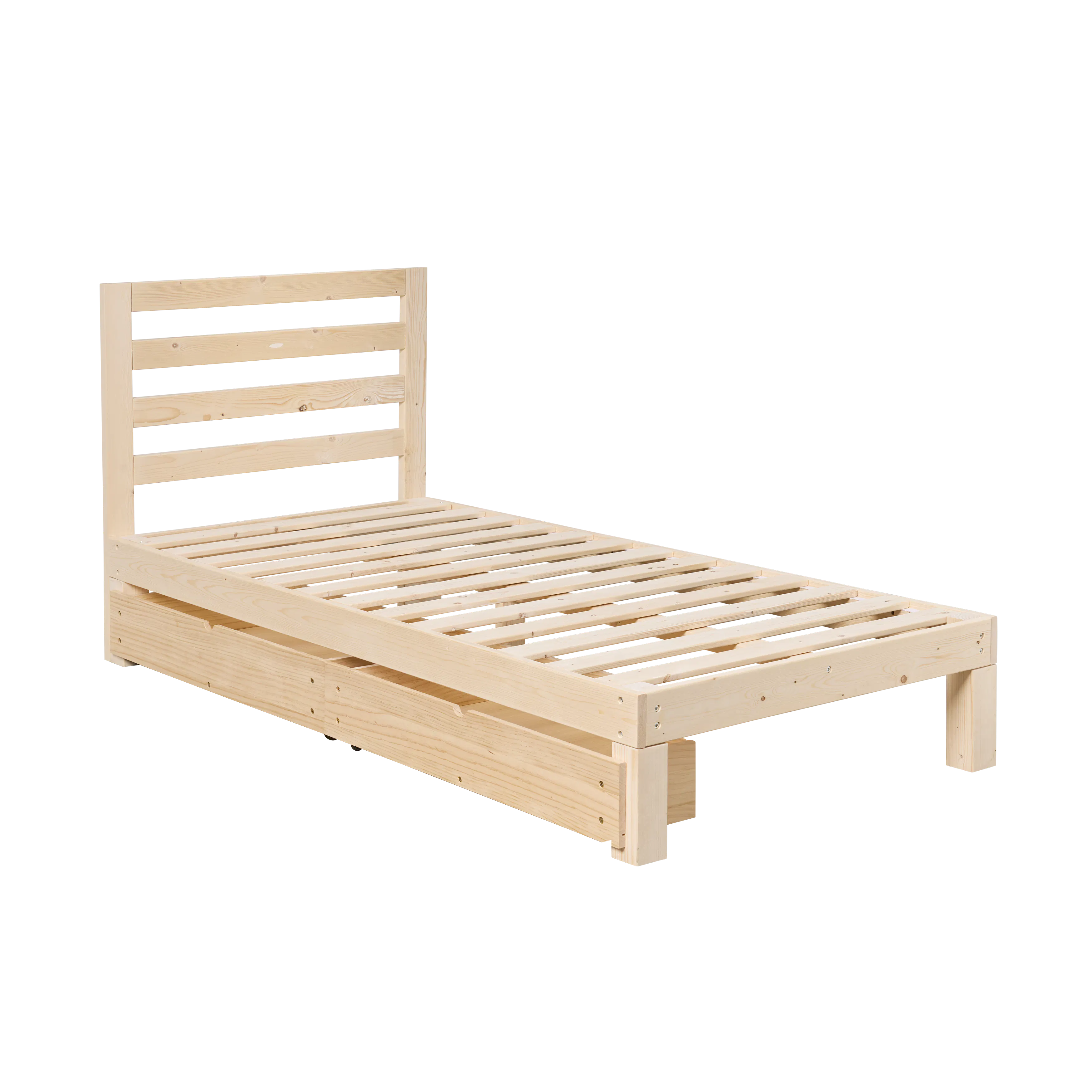 Katana Single Wooden Headboard Bed with 2 Drawers - 9