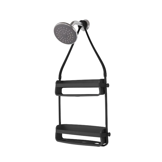 Flex Shower Caddy - Black - 3 - shower stand, modern bathroom fixture, dual shower head, adjustable height, black metal