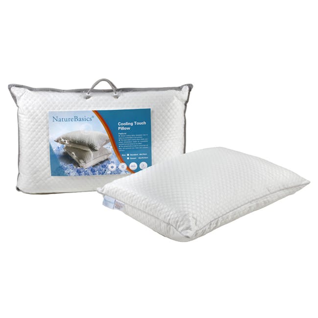 Nature Basics Cooling Touch Down Fiber Pillow (2 Types) - 1 - White textured pillow, cooling touch pillow, NatureBasics