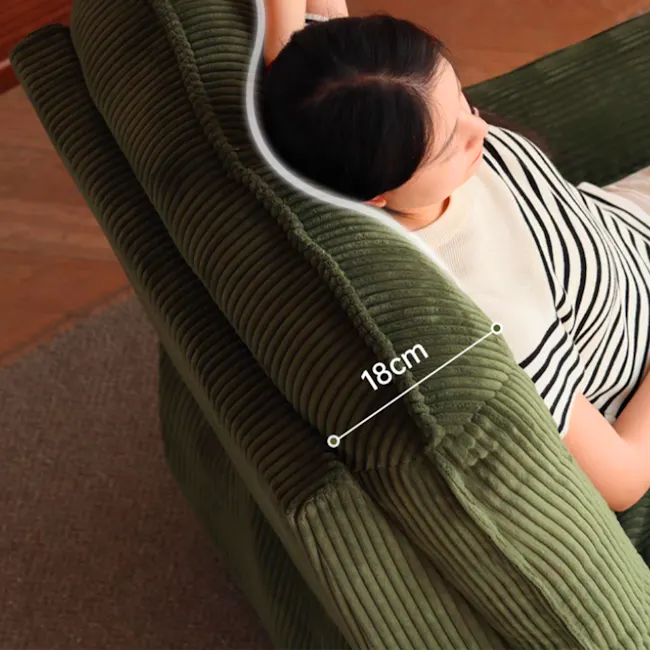 Glen Swivel Manual Recliner Lounge Chair - 6 - Green textured cushion, 18 cm height, ergonomic design, soft padding